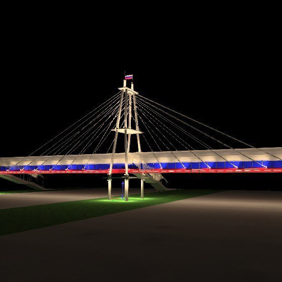 Современное освещение пешеходного моста в Новосибирске: гармония технологий и городской инфраструктуры